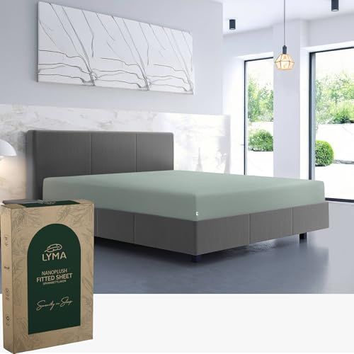 LYMA Bedding Fitted Sheet King, Deep Pocket 30CM, OEKO-TEX Certified Ultra Soft Nanoplush Double Brushed Quick Dry Fabric, Shrink Wrinkle & Fade Resistant Easy Care Elastic Bottom Sheet (Black)