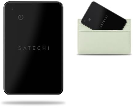 SATECHI FindAll Wallet-Kartenetui mit Find My, Tracker, Ortung, Standortverfolgung – für Geldbörsen mit Trennungsalarm, Tonsignal und kabelloser Aufladung, kompatibel mit iPhone, iPad & Mac – Schwarz
