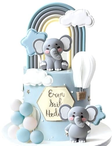 Its a Boy Cake Decorations Elephant Cake Topper Balls Decoration for Baby Boy Birthday Party Gender Reveal Baby Shower Party Supplies