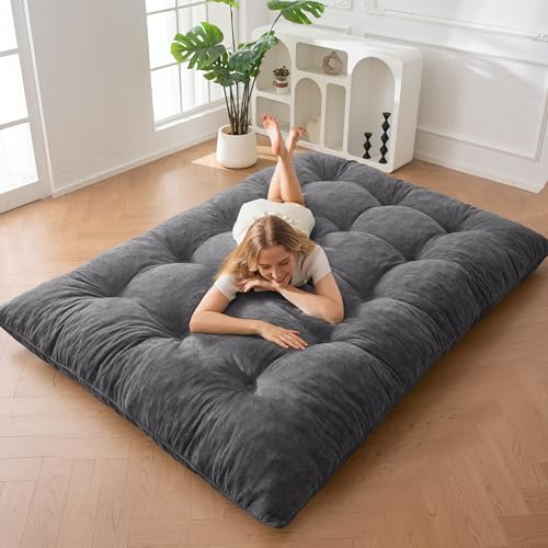 MAXYOYO Futon Matratze, Chenille-Stoff, 15cm Dick Bodenmatratze Verwendbar als Schlafsofa, Geknöpft Handwerk, Klappbare Gästematratze für Wohnzimmer Schlafzimmer