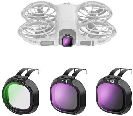 NEEWER CPL + ND Filter Set Compatible with DJI NEO 2 Only, 3 Pack Snap On Drone Camera Lens Accessories Kit Neutral Density (ND8/32) Circular Polarizing Filter Polarizer Multicoated HD Glass, FL-N72