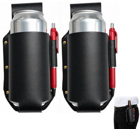 DASHUI 2 Stück Bierhalter Gürtel, Portable Leder Biergürtel für Herren Oktoberfest, Geburtstag Partys, Grillpartys, Outdoor und Reisen (Schwarz)