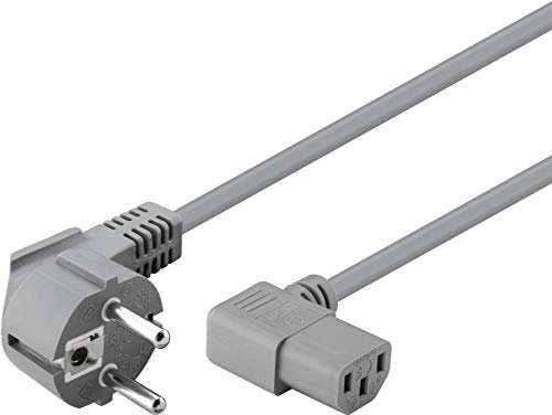 Goobay 50079 Kaltgerätekabel 2m / C13 Kaltgerätebuchse & Netzstecker Schutzkontaktstecker / Universelles Monitor Stromkabel / C13 Netzkabel / Grau / 2m