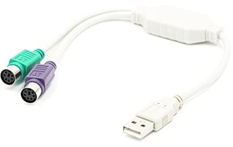 Bigtec Adaptador USB 2 x PS/2 para Teclado y Ratón, USB 2 x PS2 de Conexión, Adaptador de USB a Cable del Teclado y el Ratón
