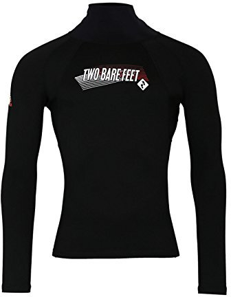 Two Bare Feet Adults Thermal Fleece Lined Rash Guard Vest - Long Sleeve UV Protection Surf Base Layer, Wetsuit Swimming Top for Surfing, Snorkelling & Watersports (Black, XL)