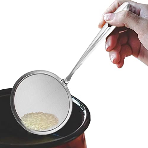 29X12,5 Cm Fine Mesh Skimmer Spoon, Schöpfkelle Küchensieb Feinmaschig, Frittierlöffel Feines Sieb, Edelstahl Schaumlöffel, Hot Pot Fat Skimmer Spoon For Kitchen Food Cooking Frying Skimming Grease