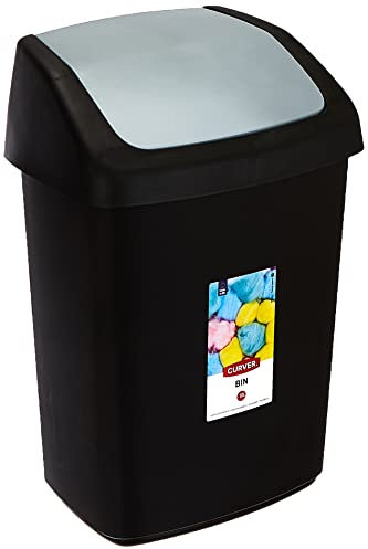 Curver Cubo de Basura Swing 10L, Negro/Gris, 10 L