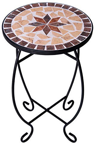 Dszapaci Garten Beistelltisch Mosaiktisch Rund Balkontisch Kleine Gartentische Blumenhocker Balkon Bistrotische Rund Mosaik Gartentisch