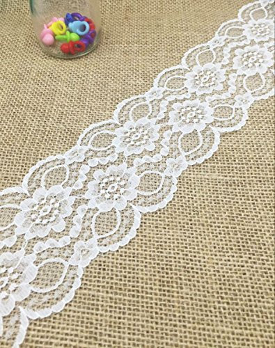 Yulakes 10 Yards Spitzenband Vintage Spitzenbordüre Spitzenborte Weiß 8cm Breit für DIY Handwerk Hochzeit Weihnachten Party Deko