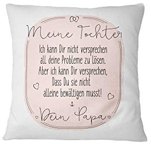 Tassenbrennerei Kissen mit Spruch Tochter Papa - Kissenbezug inklusive Kissen, Dekokissen Geschenk für Tochter Kissen mit Sprüchen (Rosa)