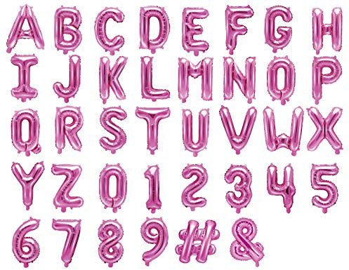 DaLoKu Folienballon Buchstaben Zahl 35cm Luftballon Geburtstag Hochzeit Babyparty Silvester Dekoration, Farbe: Pink, Größe: Buchstabe - A