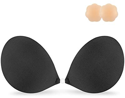 Niidor Reggiseno Adesivo Senza Spalline appiccicoso Invisibile Reggiseno Push up coperture del capezzolo in Silicone per Abito Senza Schienale (Nero Traspirante-C)