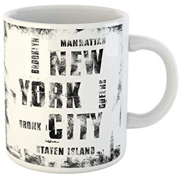 Awowee Taza de café con emblema de la ciudad de Nueva York y la calle de Nueva York, 325 ml, taza de té de cerámica, el mejor regalo o recuerdo para familiares, amigos, compañeros de trabajo