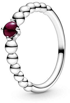 PANDORA Damen-Solitär Jahresring 925_Sterling_Silber mit '- Ringgröße 58 198867C08-58, Rot