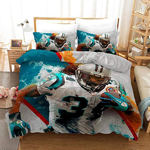 Vampsky Personalisieren NFL American Football Stern Teenager Haushalt Bettwäsche 3-teiliges Set mit Reißverschluss 100% Mikrofaser Bettbezug Kissen Shams Weihnachten Bettwäsche-Sets Reversible Startse