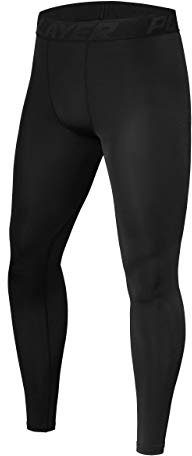 PowerLayer Herren Leggings, Kompressionshose, Sporthose, Lang - Schwarz, XL