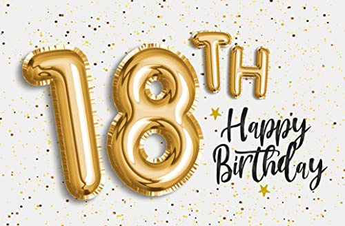Skorpion Geburtstagskarte 18 Jahre goldene Luftballon-Zahlen edles Design Konfetti Motiv Karte zum 18 Geburtstag für junge Erwachsene - mit Umschlag