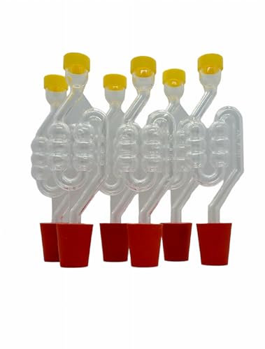 DIAH DO IT AT HOME Gärluftschleuse und gebohrter Gummistopfen Korken Stopper für Glas Demijohn Bier Wein Herstellung (6 x Luftschleusen [6 Blasenkammern] + Stöpsel)