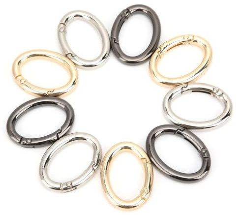 Schmuckverschlüsse, Rund Karabinerhaken, Karabiner Schlüsselring Klein, 9Pcs Spring Ring Schnalle, S Oval Trigger Legierung Spring Karabiner Clip Snap für verschiedene Campingzwecke