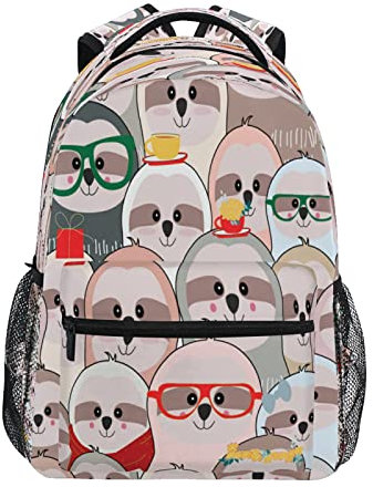 Großer Rucksack mit Faultier-Motiv, 40,6 x 29,5 x 17,9 cm, für Reisen, Wandern, Schultasche für Erwachsene und Jungen