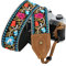 Padwa Lifestyle Camera Strap - 2 Wide Classic Vintage Crazy Horse Arts Cowhide Head Cotton Embroidered Universal Neck Shoulder & Crossbody Camera Straps for Photographers Gift and All DSLR Cameras