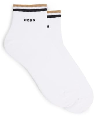 BOSS Mens 2P SH Stripe CC Two-pack of short socks with signature-stripe cuffs