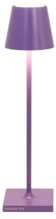 Zafferano, Lampada Poldina Micro, Lampada da Tavolo Ricaricabile e Senza Fili con Controllo Touch, Adatta per Salotto ed Esterni, Dimmer, 2200-3000 K, Altezza 27,5 cm, Colore Lilla