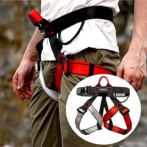 jackfru Klettergurte Sicherheitsgurt Taille Hüfte Schutz Gürtel Befestigender Klettergut, Mehrzweck Halber Körperklettergurt Absturzsicherung Für Outdoor Bergsteigen Baumklettern, Max 800KG (Rot)