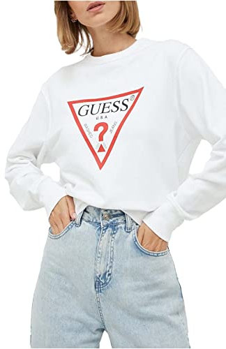 Guess Felpa da Donna CN Original, Pure White, S (W2YQ16KBA10-G011)