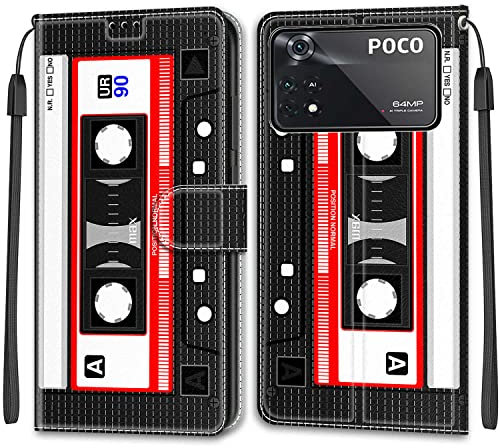 Feyten Funda para Xiaomi Poco X4 Pro 5G, Carcasa Xiaomi Poco X4 Pro 5G con Tapa Móvil Billetera Libro Cuero PU Flip Case Cartera Magnético Caso Cover con Bolsillo para Tarjetas (Tape)