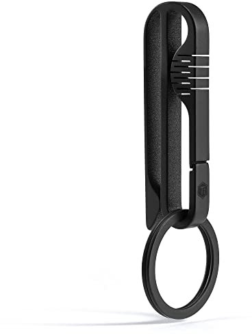 KeyUnity KM03 Titan Gürtelclip Schlüsselanhänger Clip, EDC Gürtelclip Schwarz Gürtelschlaufe Schlüsselhalter mit abnehmbarem Karabiner Schlüsselring für Dienstgürtel Camping