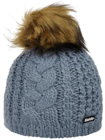 Eisbär Afra Lux Strickmütze Beanie Bommelmütze Skimütze Wintermütze Wollmütze Damen - mit Futter, Futter Herbst-Winter Winter - One Size blau