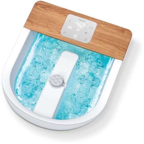 Beurer FB65UK Wellness Foot Spa Powerful 8-Level Water Heater Footbath with Premium Touch Screen 3 Pedicure Attachments Relaxing Bubble andVibration Massage Ambient Lighting with 6 Light Effects