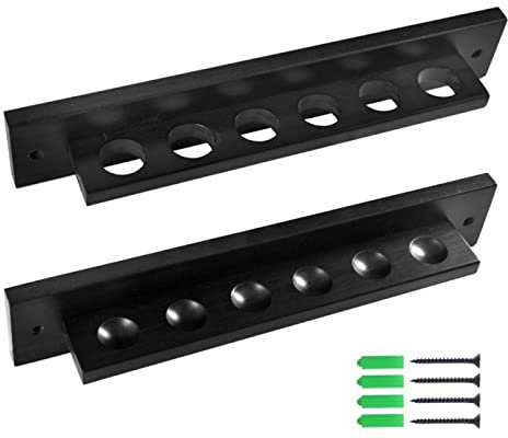 LYPOCS Pool-Queue-Rack, Wandhalterung Billard Queue Halter, 6-Loch-Billard Queue Rack, Holz-Pool Queue Rack, Multifunktion Pool Queues Halter