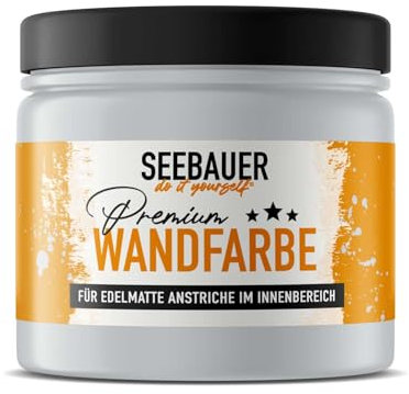 SEEBAUER diy Wandfarbe Blau 300ML für Innen (No. 847 Pale Heaven) Edelmatte blaue Innenfarbe - Blautöne sehr hohe Deckkraft - Matt, Abwaschbar und Tropffrei