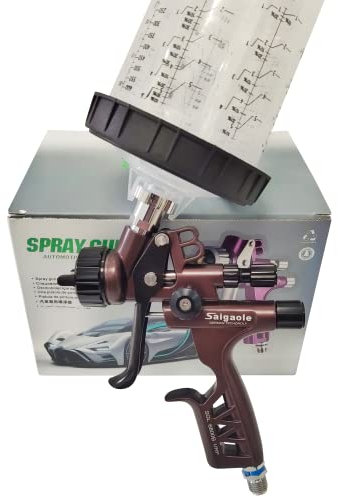 HVLP 6800B Pistola a spruzzo 1,3 mm senza lavaggio Tazza e adattatore auto spayer strumento di pittura Spray Air Paint Gun aerografo bassa pressione 260L/min (marrone)