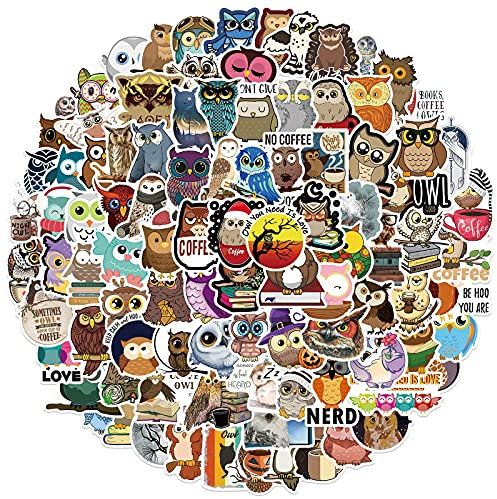 AUCEKO 100 Stück Aufkleber für Eule, Tiere, Eulen, Teenager, Jungen und Mädchen, Vinyl, Skateboard, Gitarre, Tür, Laptop, Gepäck, Auto, Fahrrad, Wasserflasche, Geburtstagsparty-Zubehör