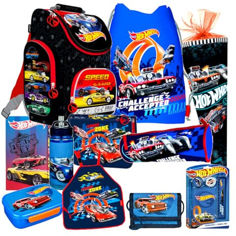Hot Wheels Cars 11 Teile Set Schulranzen Ranzen Federmappe Tornister Schultüte 85 cm mit Sticker-von-Kids4shop
