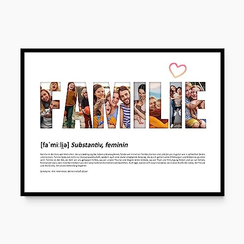 codiarts. Poster XL-Grußkarte personalisiert, mit deinen Fotos und Definition, DIN A4 Klappkarte, inkl. Umschlag, optional mit Rahmen, Fotogeschenk personalisierbar (013 FAMILIE)