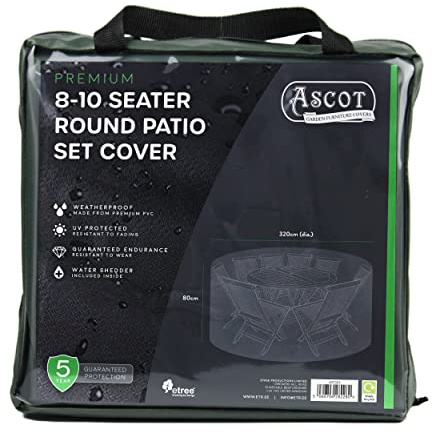 Ascot Premium Extra Large(8-10 seater) Round Patio Set Cover - 320 (Dia.) X 80(H) cm Garden Green