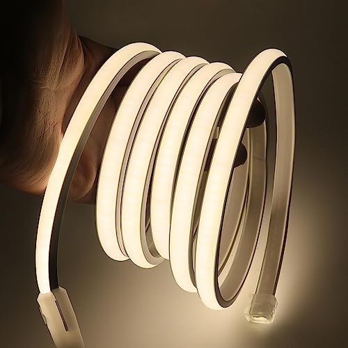 KISUFU 220V Flessibile Striscia LED COB con interruttore,IP65 impermeabile,Alta luminosità 288 LED/m,Luminoso Nastri LED per armadio cucina casa fai da te camera da letto interni (3m,Bianco naturale)
