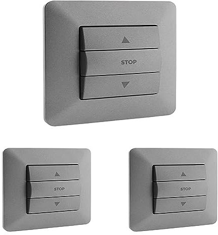 Artezo Interrupteur commande volets roulants Titanium (Lot de 3) - Bouton-poussoir - Manuel - Gris