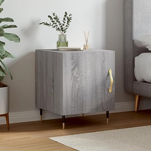 puraday Nachttisch Grau Sonoma 40x40x50 cm Nachttisch Modern Zimmer Möbel Schlafzimmer Möbel Industrial Möbel Nachttisch Schmal Nachtschrank Nightstand Holzwerkstoff Nachttisch Holz