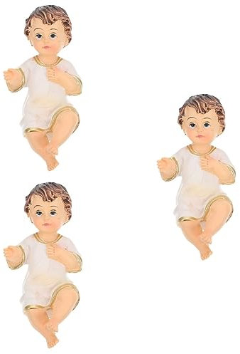 Garneck 3st Jesuspuppenverzierungen Strumpffüller Jesus Weihnachtsschmuck Indoor-krippe Jesuskind Kleine Heilige Familie Spielzeug-Jesus-Puppe Geschenk Baby Weiß Muslim Harz Jesus-Statue