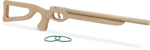 BestSaller 1241 Holz-Gewehr im Wettkampf Design mit Funktion inkl. Schieß-Gummis, ca 62 cm, Natur