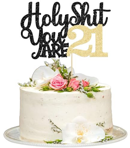 Kuchendekoration zum 21. Geburtstag, glitzernd, 21 fabelhafte Twenty One Cheers to 21 Years Cake Pick für lustige Happy 21st Birthday Party Kuchen Dekorationen Supplies