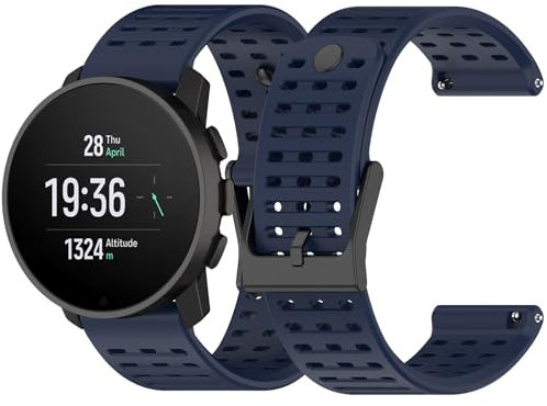 KUSINHOKA Armband für Suunto Vertical/Suunto 9 Peak Pro/9 Peak/5 Peak, 22mm Weiche Silikon Ersatz Uhrenarmband, Atmungsaktiv Wasserdicht Schnelle Demontage Armband, Blau