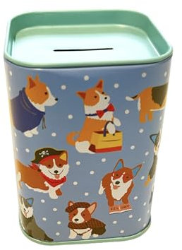 Spardose für Kinder in lebendigen Farben. Originelle Spardose aus Dose mit Deckel, günstige Spardose, die auch als Stiftdose verwendet werden kann. (Hunde)