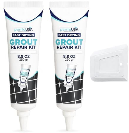 Grout - (2 Pack) Ready Mixed Tile Grout Reviver, Fast Drying & Anti Mould | Ideal for Bathroom, Shower and Kitchen - 500g