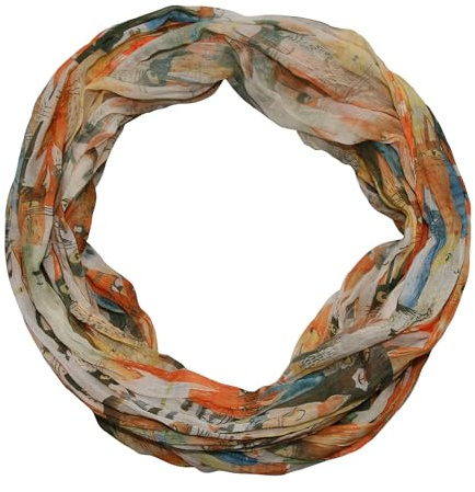 beybey® Damen Katzen Seide Loop Schal I love my cat - ein Seidenschal zum Verlieben (orange)
